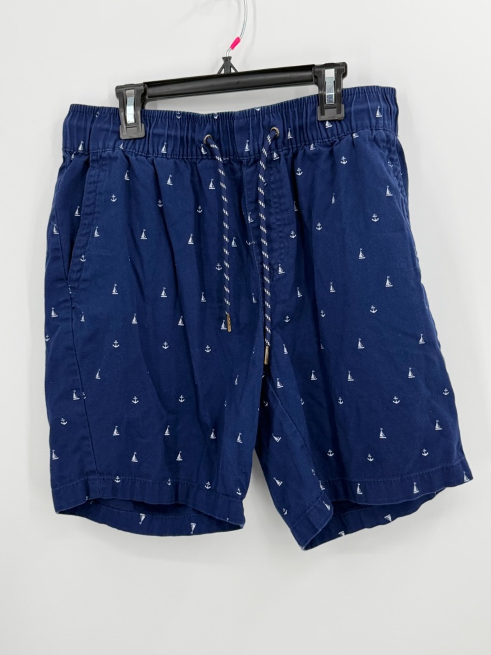 Beach Bros Swim Trunks Board Shorts Navy W/ Sailboat Accents Drawstring Medium
